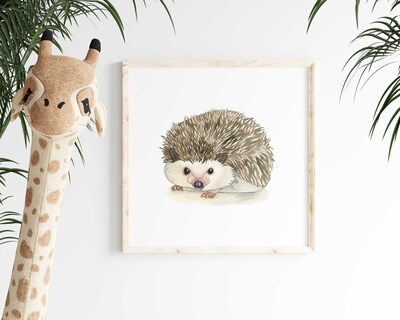 Hedgehog Watercolor Art Print Baby Hedgehog Nursery Animals Baby Animals Nursery Wall Art Baby Room Decor Hedgehog Gifts Painting Artwork - image2